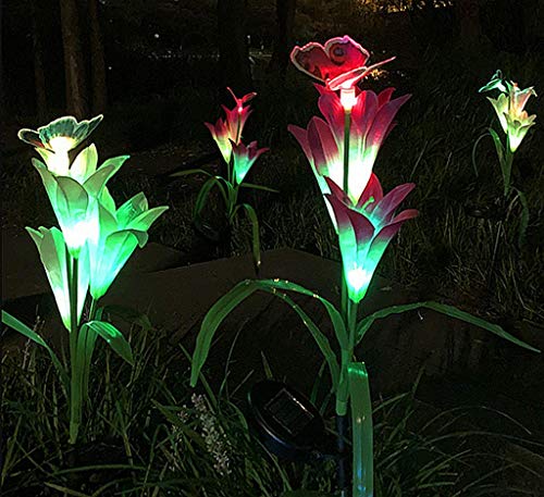 Solar Lily Flower and Butterfly Lights for Outdoor Decoration