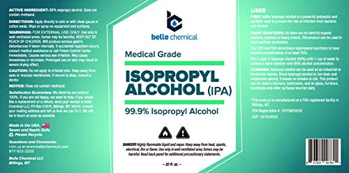 Medical Grade Alcohol - No Methanol - No Foul Odor - Meets USP Specifications - Approved for Hand and Skin Application (32oz) (10 Pack (2.5 Gallon))