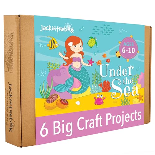 jackinthebox Mermaid Themed Craft Kit | Includes Beautiful Felt Mermaid Sewing Kit | 6 Different Crafts-in-1 | Best Gift for Girls Ages 5 6 7 8 9 10 Years (6-in-1)