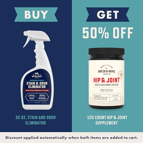 Rocco & Roxie Supply Professional Strength Stain and Odor Eliminator, Enzyme-Powered Pet Odor and Stain Remover for Dogs and Cat Urine, Spot Carpet Cleaner for Small Animal, 32 oz.