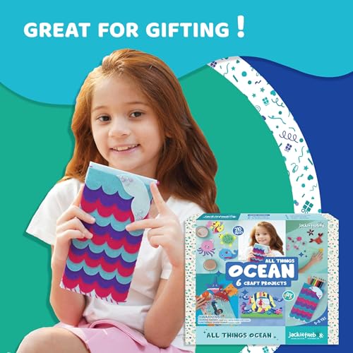 jackinthebox Mermaid Themed Craft Kit | Includes Beautiful Felt Mermaid Sewing Kit | 6 Different Crafts-in-1 | Best Gift for Girls Ages 5 6 7 8 9 10 Years (6-in-1)