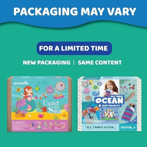 jackinthebox Mermaid Themed Craft Kit | Includes Beautiful Felt Mermaid Sewing Kit | 6 Different Crafts-in-1 | Best Gift for Girls Ages 5 6 7 8 9 10 Years (6-in-1)