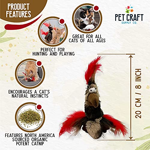 Pet Craft Supply Co. Kitty Condor Crazy Catnip Cuddler Funny Cuddling Chasing Hunting Irresistible Stimulating Soft Plush Boredom Relief Interactive Cat Toy with Realistic Feathers