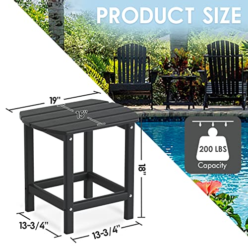 DAILYLIFE HDPE Plastic/Resin Outdoor Tea Table, Side Table for Your Adirondack Chair, Patio Deck Garden, Backyard & Lawn Furniture (Black)