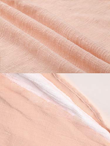 Linen & Cotton Fake Two-Piece Dress - Peach