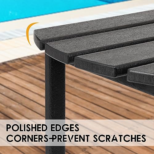 DAILYLIFE HDPE Plastic/Resin Outdoor Tea Table, Side Table for Your Adirondack Chair, Patio Deck Garden, Backyard & Lawn Furniture (Black)