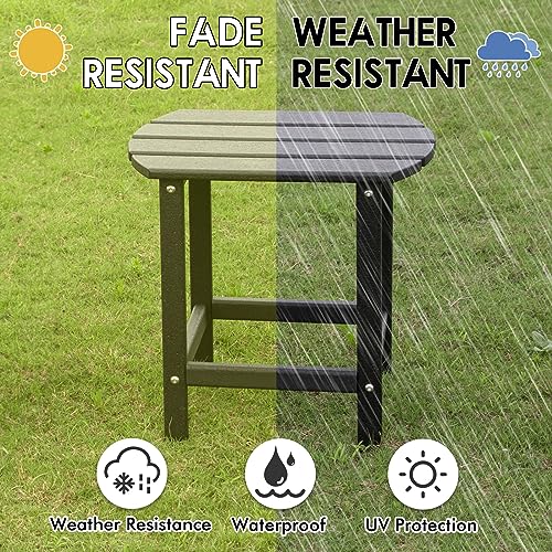DAILYLIFE HDPE Plastic/Resin Outdoor Tea Table, Side Table for Your Adirondack Chair, Patio Deck Garden, Backyard & Lawn Furniture (Black)