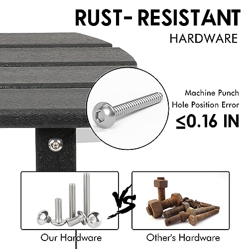 DAILYLIFE HDPE Plastic/Resin Outdoor Tea Table, Side Table for Your Adirondack Chair, Patio Deck Garden, Backyard & Lawn Furniture (Black)