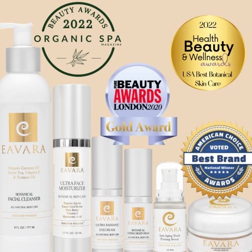Organic Anti Aging Eye Cream - 1 oz Award Winning Eye Serum for Wrinkles, Fine Lines and Puffiness - Natural Skin Care with Aloe Vera, Jojoba Oil, Witch Hazel, Vitamin E, Hyaluronic Acid