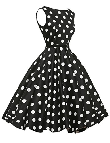 GRACE KARIN Boat Neck Retro Swing Dresses Hepburn Style Black Size L F-8
