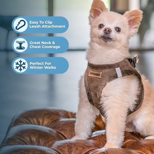 Voyager Step-In Plush Dog Harness â Soft Plush, Step In Vest Harness for Small and Medium Dogs by Best Pet Supplies - Chocolate Suede, XS (Chest: 13 - 14.5")