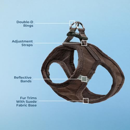 Voyager Step-In Plush Dog Harness â Soft Plush, Step In Vest Harness for Small and Medium Dogs by Best Pet Supplies - Chocolate Suede, XS (Chest: 13 - 14.5")