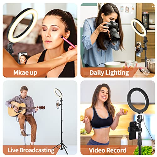 8" Selfie Ring Light with Tripod Stand & Cell Phone Holder for Live Stream/Makeup, UBeesize Mini Led Camera Ringlight for YouTube Video/Photography Compatible with iPhone Xs Max XR Android (Upgraded)