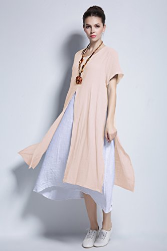 Soft Linen Cotton Dress - Orange - 3X Plus