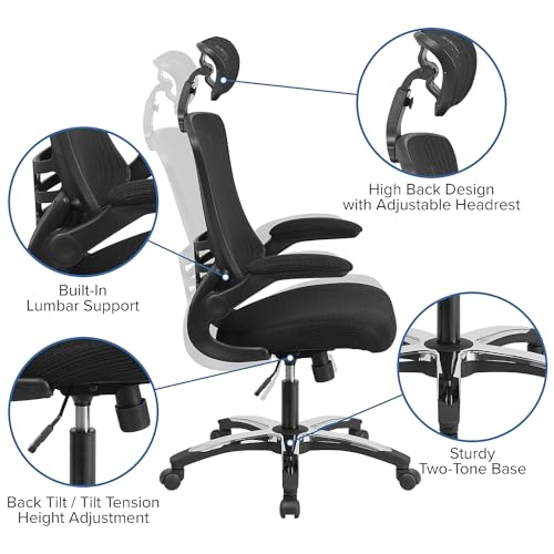 Ergonomic High-Back Swivel Office Chair, Adjustable Lumbar Support