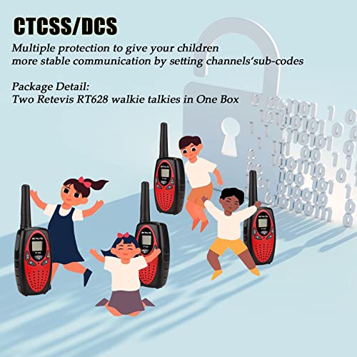 Retevis RT628 Walkie Talkies for Kids,Toys Gifts for 3-14 Years Old Boys Girls with 22 Channels Keyboard Lock,Kids Walkie Talkie for Family Game Outdoor Adventure(Red, 2 Pack)