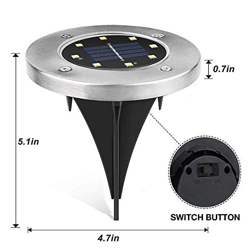 ZGWJ Solar Ground Lights,8 LED Disk Lights Upgraded Outdoor Garden Lights Landscape Lights for Lawn Pathway Yard Deck Patio Walkway (Warm White)
