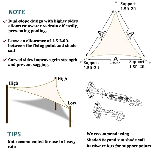 Shade&Beyond Triangle Sun Shade Sail for Patio Lawn Deck Garden Pergola