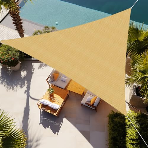 Shade&Beyond 16' x 16' x 16' Sand Color Triangle Sun Shade Sail for Patio UV Block for Outdoor Facility and Activities