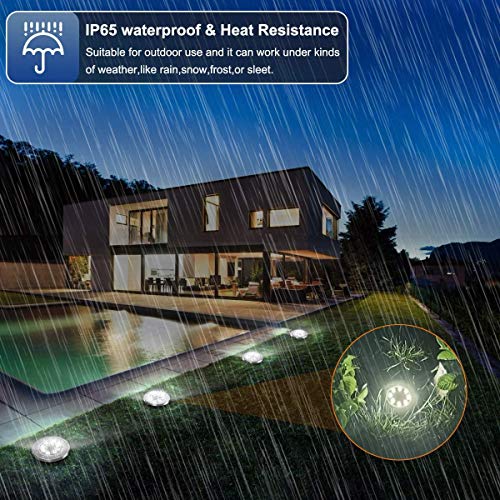 ZGWJ Solar Ground Lights,8 LED Disk Lights Upgraded Outdoor Garden Lights Landscape Lights for Lawn Pathway Yard Deck Patio Walkway (White)