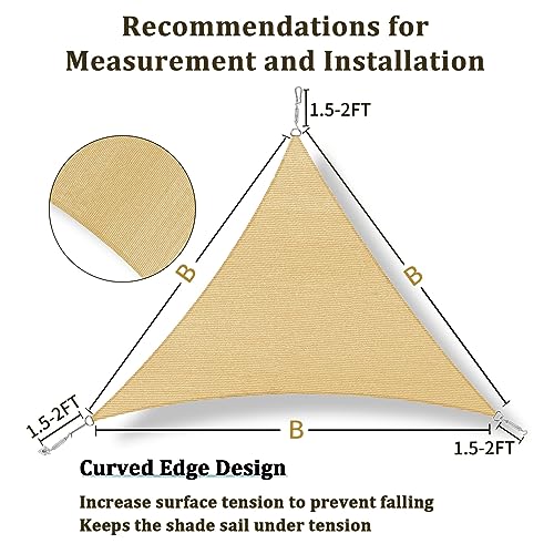 Shade&Beyond 16' x 16' x 16' Sand Color Triangle Sun Shade Sail for Patio UV Block for Outdoor Facility and Activities