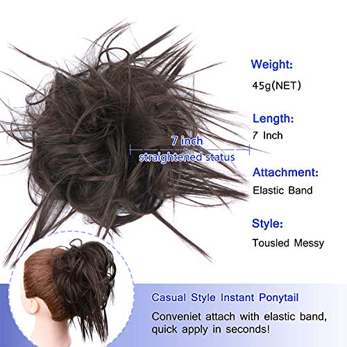AISI BEAUTY Tousled Updo Hair Pieces Messy Bun Hair Scrunchies Extensions Hair Pieces and Ponytails Hair Extensions for Women. (6#(Chestnut Brown))