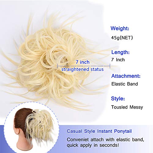 AISI BEAUTY Tousled Updo Hair Pieces Messy Bun Hair Scrunchies Extensions Hair Pieces and Ponytails Hair Extensions for Women .(613#(Bleach Blonde)