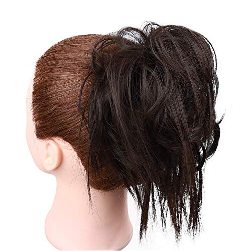 AISI BEAUTY Tousled Updo Hair Pieces Messy Bun Hair Scrunchies Extensions Hair Pieces and Ponytails Hair Extensions for Women. (6#(Chestnut Brown))