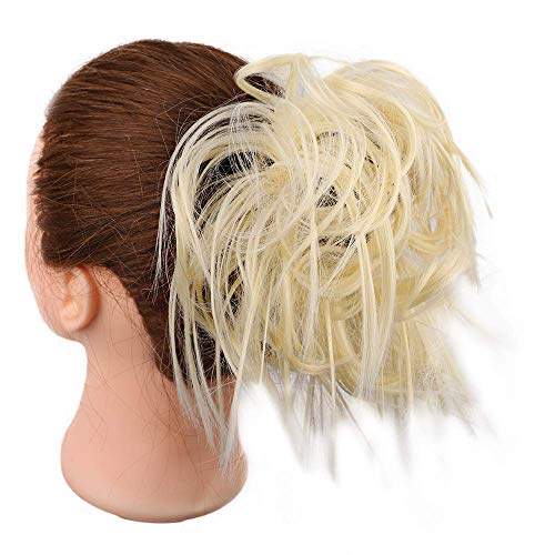 AISI BEAUTY Tousled Updo Hair Pieces Messy Bun Hair Scrunchies Extensions Hair Pieces and Ponytails Hair Extensions for Women .(613#(Bleach Blonde)