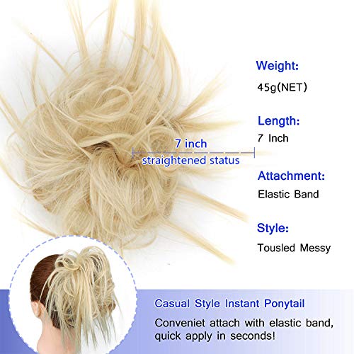 AISI BEAUTY Tousled Updo Hair Pieces Messy Bun Hair Scrunchies Extensions Hair Pieces and Ponytails Hair Extensions for Women (24/613#(Natural Blonde Mix Bleach Blonde))