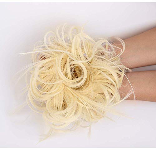 AISI BEAUTY Tousled Updo Hair Pieces Messy Bun Hair Scrunchies Extensions Hair Pieces and Ponytails Hair Extensions for Women .(613#(Bleach Blonde)