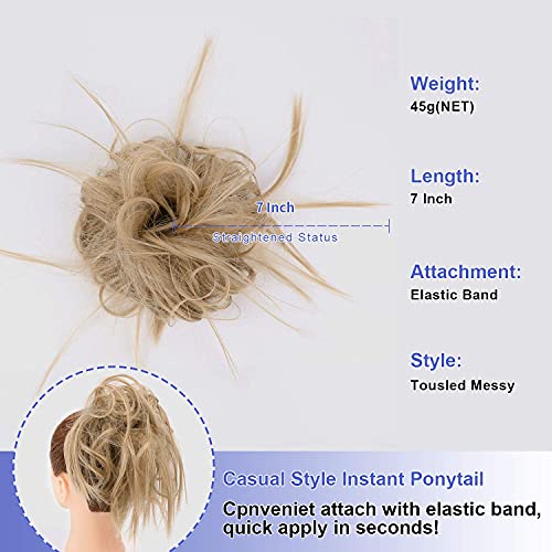 AISI BEAUTY Tousled Updo Hair Pieces Messy Bun Hair Scrunchies Extensions Hair Pieces and Ponytails Hair Extensions for Women (24#(Natural Blonde))