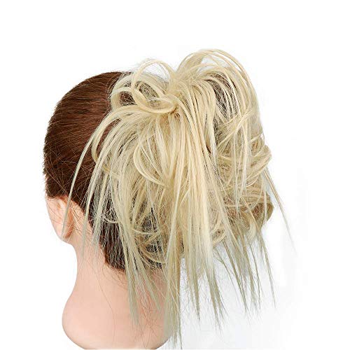 AISI BEAUTY Tousled Updo Hair Pieces Messy Bun Hair Scrunchies Extensions Hair Pieces and Ponytails Hair Extensions for Women (24/613#(Natural Blonde Mix Bleach Blonde))