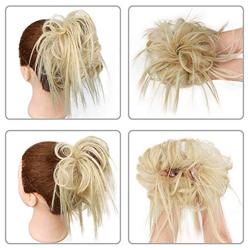 AISI BEAUTY Tousled Updo Hair Pieces Messy Bun Hair Scrunchies Extensions Hair Pieces and Ponytails Hair Extensions for Women (24/613#(Natural Blonde Mix Bleach Blonde))