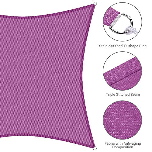 Fuchsia Square Sun Shade Sail - 12'x12