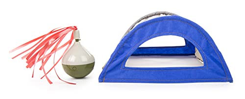 Petlinks, Rowdy Rustler, Electronic Motion Cat Toy, Interactive Spinning Ball and Durable Nylon Tent, With Raffia, Batteries Included