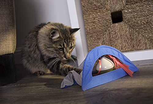 Petlinks, Rowdy Rustler, Electronic Motion Cat Toy, Interactive Spinning Ball and Durable Nylon Tent, With Raffia, Batteries Included