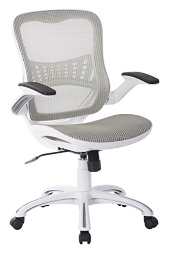 Office Star Mesh Back & Seat, 2-to-1 Synchro & Lumbar Support Managers Chair, White