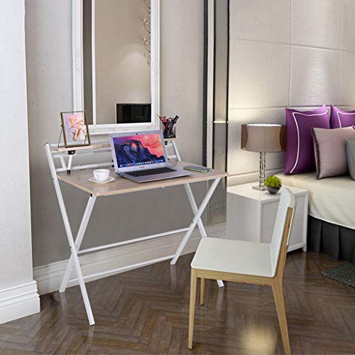Folding Study Desk, Folding Laptop Table Home Corner Desks Simple Computer Desk with Shelf for Small Space Home Office