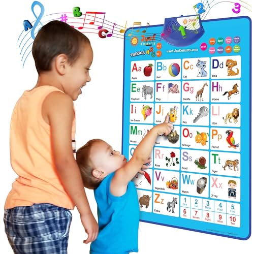 Just Smarty Electronic Interactive Alphabet Wall Chart, Talking ABC & 123s & Music Poster, Best Educational Toy for Toddler. Kids Fun Learning at Daycare, Preschool, Kindergarten for Boys & Girls