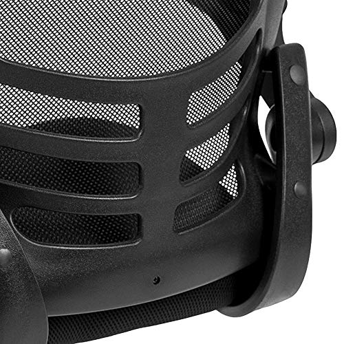 Black Mesh Sled Base Reception Chair with Arms