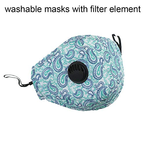 Irisvito Dust Cotton Cloth Mask, Washable Reusable Mask with Cord Locks Filter Element Breathing Valve Outdoor Sports Face Mask