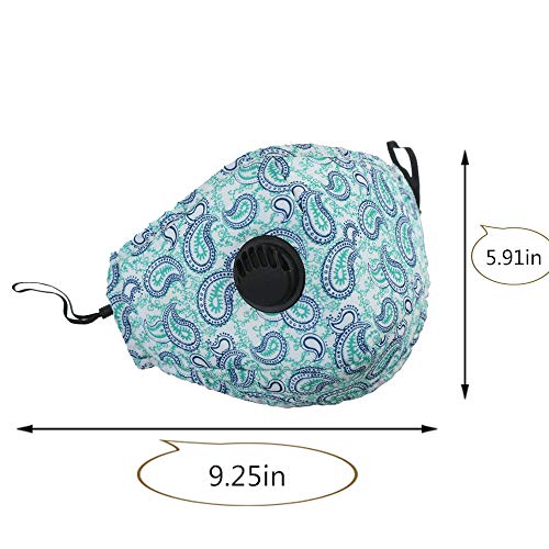 Irisvito Dust Cotton Cloth Mask, Washable Reusable Mask with Cord Locks Filter Element Breathing Valve Outdoor Sports Face Mask