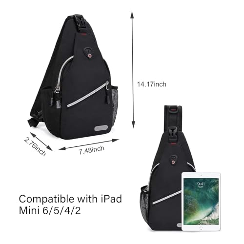 MOSISO Mini Sling Backpack,Small Hiking Daypack Travel Outdoor Casual Sports Bag, Black