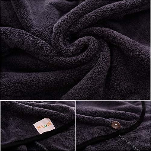 2 Pack Hair Drying Towels, Hair Towel Wrap, Super Absorbent Microfiber Hair Towel Turban with Button Design to Dry Hair More Quicker(Dark Gray& Blue)