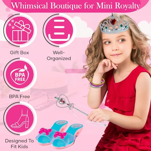 Toyvelt Princess Dress Up & Play Shoe and Jewelry Boutique (Includes 4 Pairs of Shoes + Multiple Fashion Accessories) Best Toys For 3, 4, Year Old Girls And Up