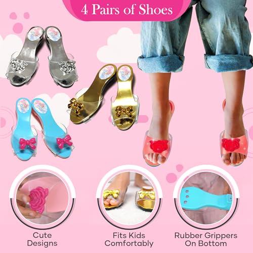 Toyvelt Princess Dress Up & Play Shoe and Jewelry Boutique (Includes 4 Pairs of Shoes + Multiple Fashion Accessories) Best Toys For 3, 4, Year Old Girls And Up