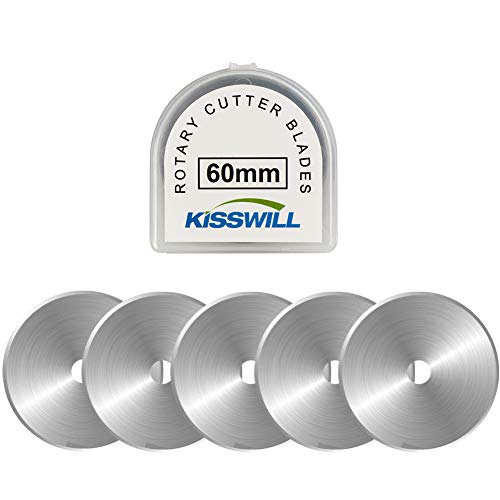 KISSWILL Rotary Cutter Blades 60mm - 5 Pack Refill Rotary Blades Fits for Fiskars 60mm Rotary Cutter, Sharp and Durable