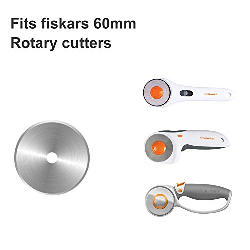 KISSWILL Rotary Cutter Blades 60mm - 5 Pack Refill Rotary Blades Fits for Fiskars 60mm Rotary Cutter, Sharp and Durable