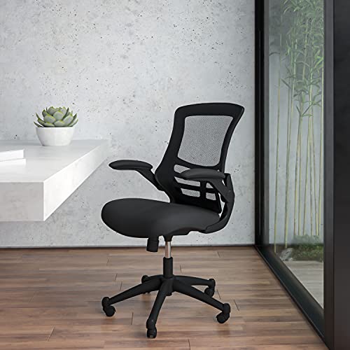 Kelista Mid-Back Black Mesh Swivel Chair with Arms